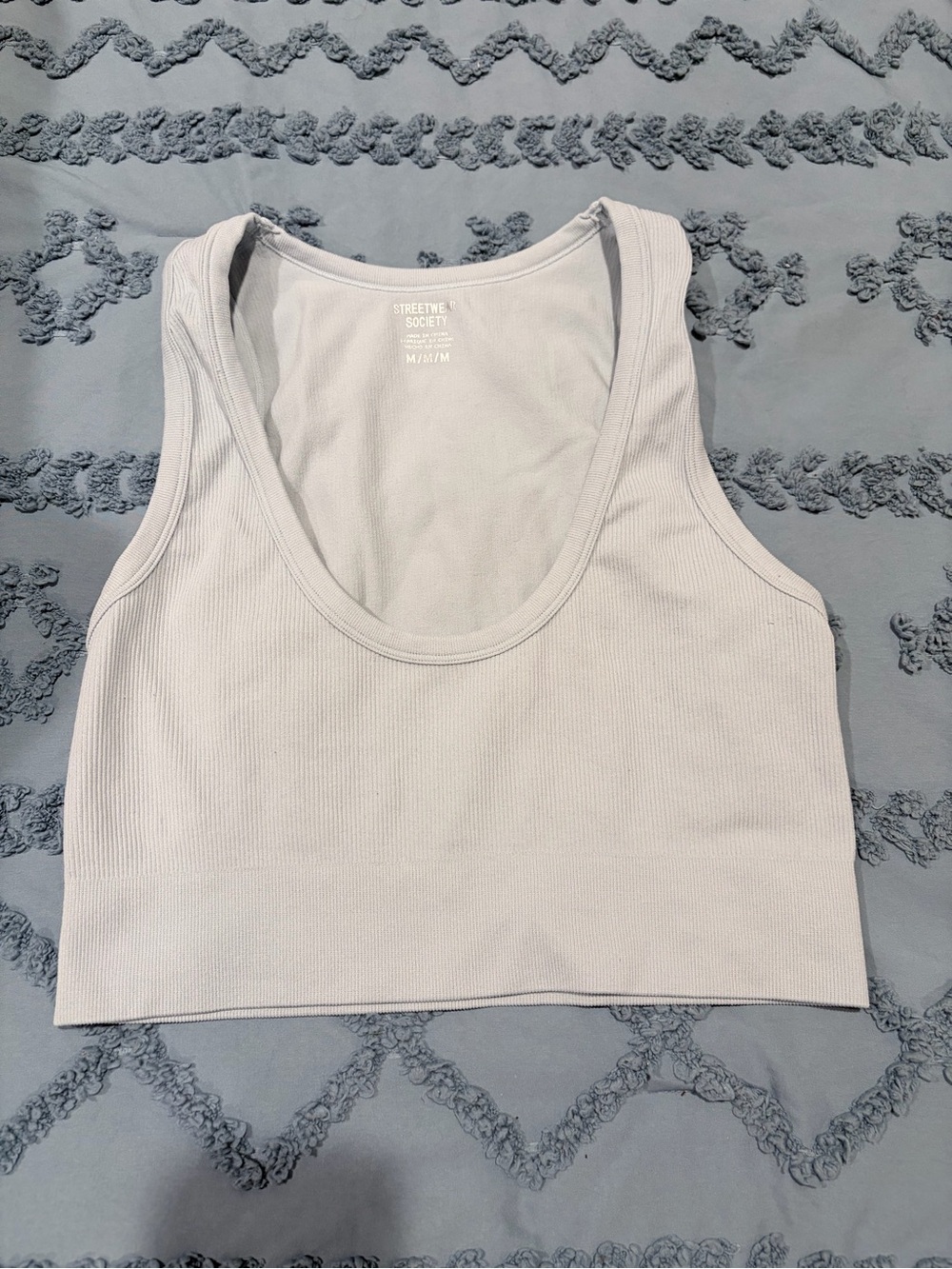 Streetwear Society Women's Light Gray Ribbed Crop Tank
